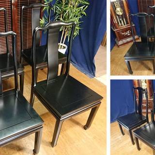 「中華風 ダイニングテーブル&唐木ダイニングチェア5点セット」