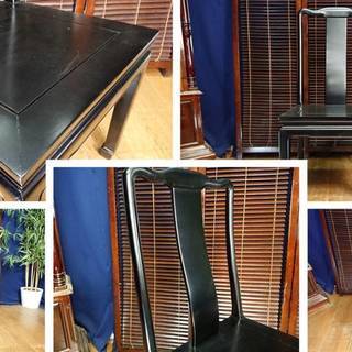 「中華風 ダイニングテーブル&唐木ダイニングチェア5点セット」