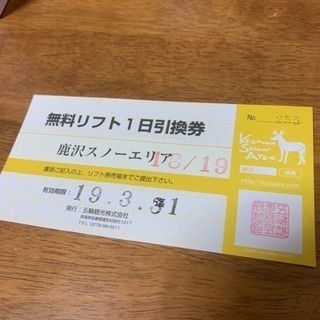 【緊急】鹿沢スノーエリア1日券引き換えチケット