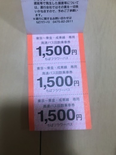 ちばフラワーバス 9000円（東京から東金 成東線）