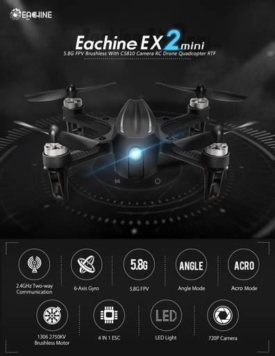 ラスト1個です。EACHINE EX2mini RTF モード2 カメラ無　MJX B3mini のＯＥＭ商品　アングルモード　アクロモード　～200g のミニレーシングドローン ブラシレス テスト済