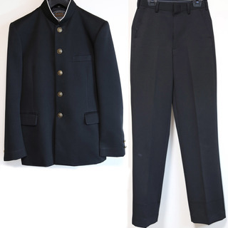 【美品】スクールタイガーα 中学標準型男子学生服上下 上着 160A ズボンW64cm 股下80cm 中古 黒
