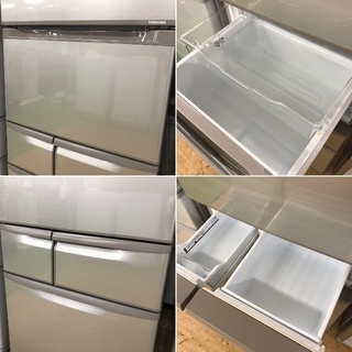 美品【 TOSHIBA 】東芝 427L 5ドア 冷凍冷蔵庫 自動製氷機付き 狭い幅でもスッキリ置ける幅60cmのスリムタイプGR-43ZY