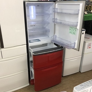 美品【 MITSUBISHI 】三菱  335L ３ドア冷蔵庫省スペース設計 自動製氷機 イタリアンレッドMR-C34EX