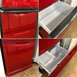 美品【 MITSUBISHI 】三菱  335L ３ドア冷蔵庫省スペース設計 自動製氷機 イタリアンレッドMR-C34EX