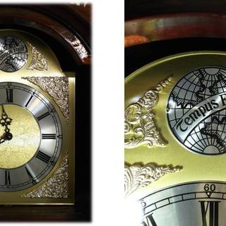 【良品 可動品 Tempus Fugit ホールクロック 螺鈿細工 重錘式振子時計 高さ205㎝】