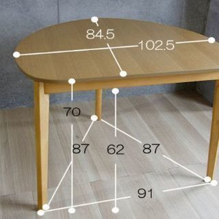 木製　半円テーブル　壁寄せテーブル　ダイニングテーブル