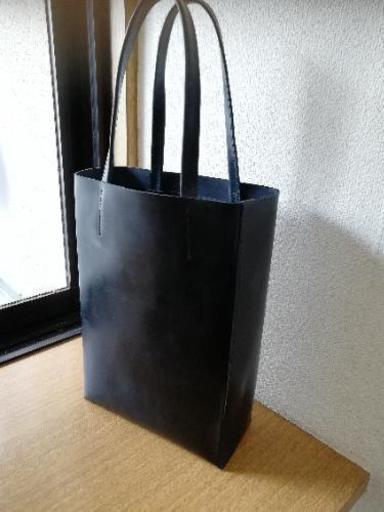 【ハンドメイド】自立するレザートートバッグ/マットブラック