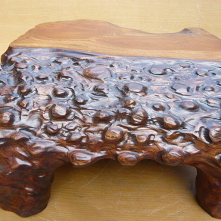 天然木使用のケヤキ座卓・丸太のくり抜き加工　未使用品
