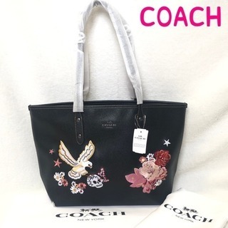 レア COACH コーチ トートバッグ 正規品 刺繍 スカル 骸...