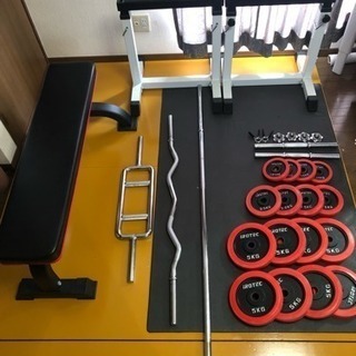 ストレングスセット50K プレスベンチ + アイアンバーベルダンベル50kg