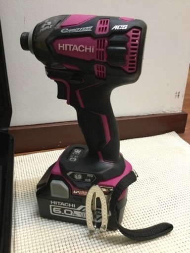 未使用に近い HITACHI WH18DDL2(2LYPK)R 18V-6.0Ah防塵耐水BLインパクト パワフルレッド 日立