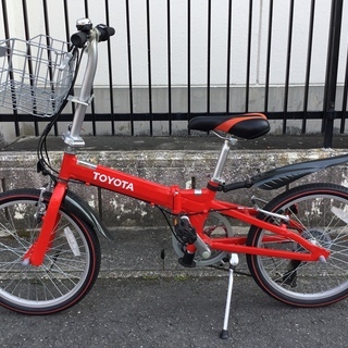 新品同様＞20インチ・折り畳み自転車・シマノ7段変速・レッド・TOYOTA 