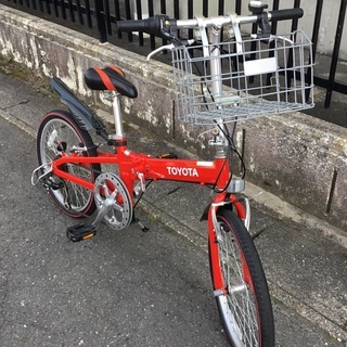新品同様＞20インチ・折り畳み自転車・シマノ7段変速・レッド・TOYOTA 