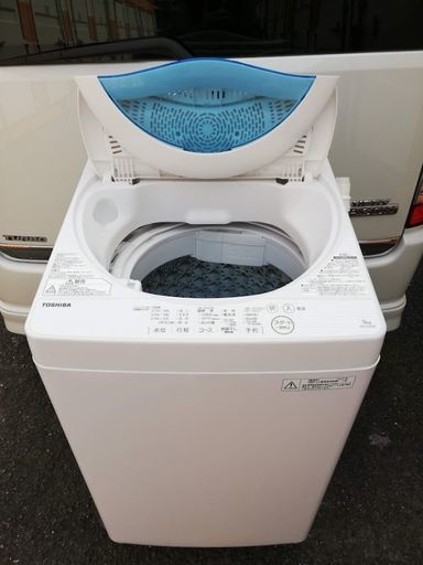 ◼️商談中◆美品◆2017年製◆東芝 ステンレス槽 全自動洗濯機 5kg 風乾燥機能付 AW-5G5