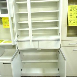 ホワイト 食器棚 扉付き キッチンカウンター キッチンボード 未使用品 三枚扉食器棚 キッド キッチンボード ダイニングボード 幅約90cm