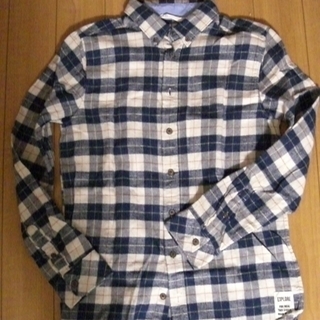 子供用　チェックシャツ　ブルー　H&M EUR164 US13-...