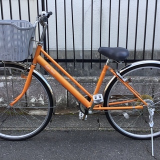 良品★27インチ・自転車 シマノ外装6段変速・オレンジ系・シフトレバー、サドル新品交換。 良品☆27インチ・自転車 シマノ外装6段変速・オレンジ系・シフトレバー