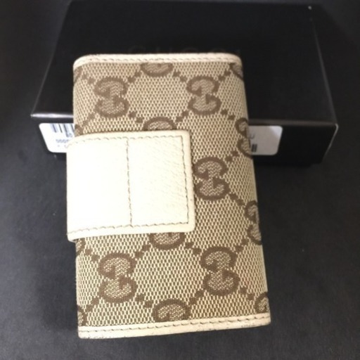 GUCCI グッチ GGキャンバス×白レザー 6連キーケース 中古美品 ワケあり 