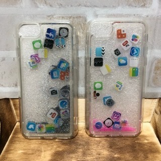 新品  iphoneアイコンが流れる  ケース  ピンク