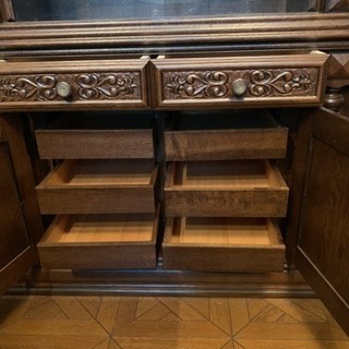 豪華 木製 飾り棚 キャビネット カップボード 食器棚 収納棚 応接間棚 