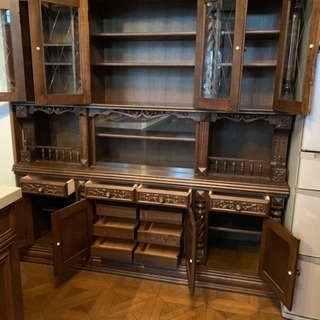 豪華 木製 飾り棚 キャビネット カップボード 食器棚 収納棚 応接間棚 