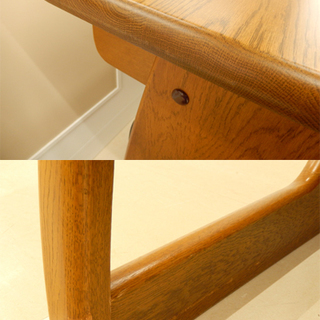 札幌市/清田区 国産家具 浜本工芸 デスク ワゴン付き 楢材 宮付き 書斎机 勉強机 学習机 高級家具 全国家具工業連合会