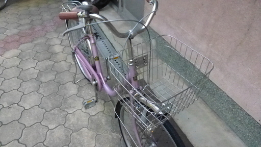 26インチ軽快車 L型フレーム ステンレス前かご