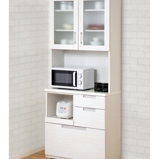 食器棚 キッチン収納 家電収納 白 シンプル 幅80  キッチン...