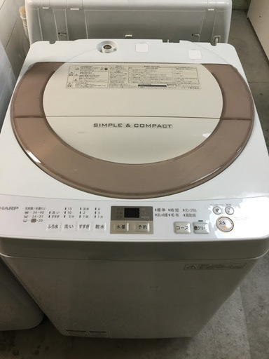 【送料無料・設置無料】洗濯機 2016年製 SHARP ES-GE7A-N 中古