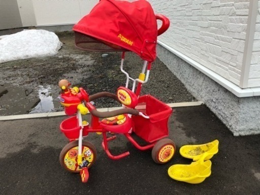 三輪車 アンパンマン デラックス UVガードサンシェード ステップ