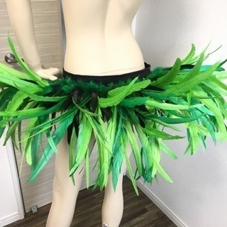 タヒチアン衣装☆ヘッドドレス&ヒップベルトセット☆グリーン