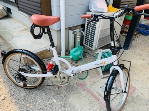 topone 20インチ 折りたたみ自転車 シマノ6段変速 パールホワイト