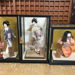 日本人形 3体 ガラスケース入り 無料で差し上げます！