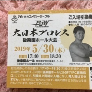 一枚‼️大日本プロレス    チケット  招待券 無料券