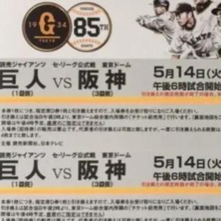 巨人vs阪神 5/14 指定D席 2枚セット 
