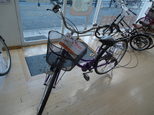 【エコプラス小倉南店】27インチ軽快車 6段変速 パープル スタッフ 向井 オススメ(^^♪ 中古車 自転車 チャリ ママチャリ 　112