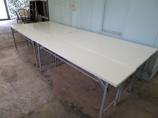【引取限定】便利 折りたたみ式 会議テーブル 作業台 机 45cm × 180cm 6個セット