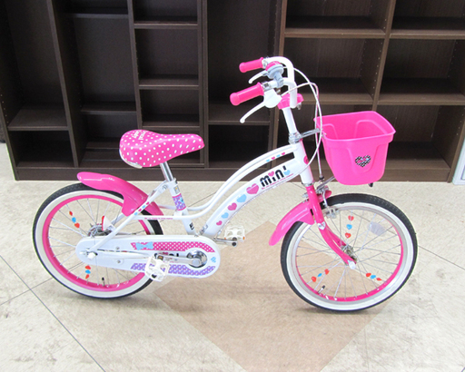 子供用自転車 crystal candy 18インチ 女の子用 ピンク＆ホワイト カゴ付き