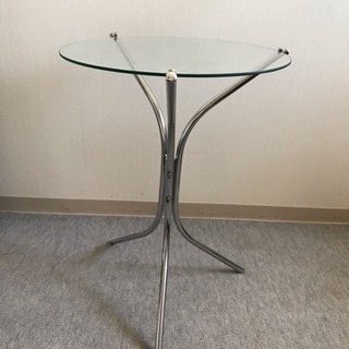 【取引終了】円形 ガラスサイドテーブル