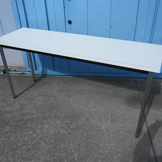 サイドテーブル　会議テーブル　4本脚　W1500　D450　ホワイト