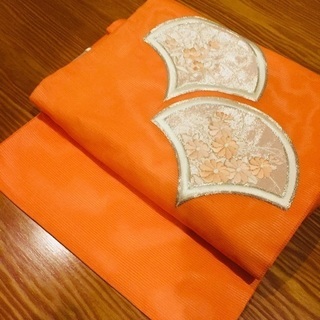 オレンジ 絽 着物用 名古屋帯 