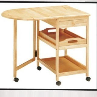 木製テーブル付ワゴン キッチンワゴン