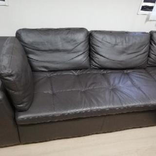 お値下げします★ニトリ　カウチ本革ソファ　ダブルライン　3LC