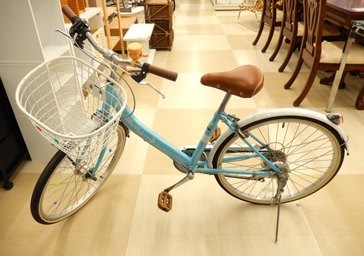 札幌市 清田区 子供用自転車  Little Wish 水色 カゴ付 6段階変速 24インチ