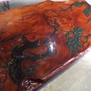 座卓　欅　松竹梅　縁起物　大型座卓　ローテーブル