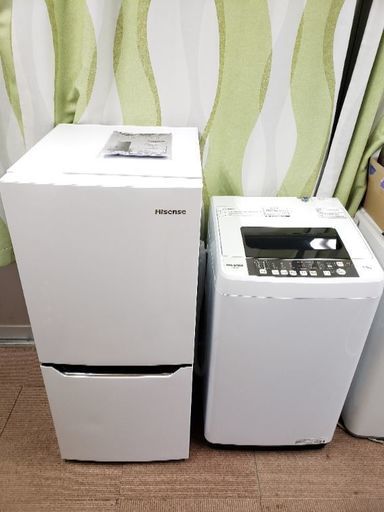 美品☆2018年製☆Hisense 冷蔵庫 130L 洗濯機 5.5kg セット ホワイト ブラック