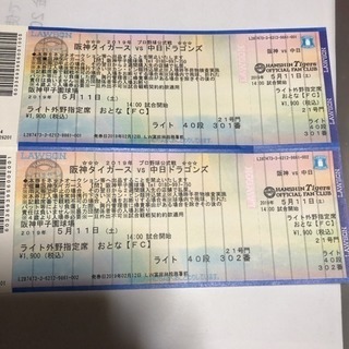 阪神甲子園球場 5月11日(土) 阪神対中日 ライト外野 虎子デー