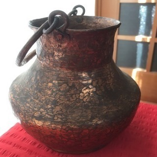 銅製 打ち出し 手作り壺 花瓶 骨董 アンティーク壺