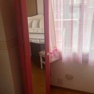 姫家具✳︎ cute♡ ピンク ブックシェルフ✳︎ミラー付き 本棚